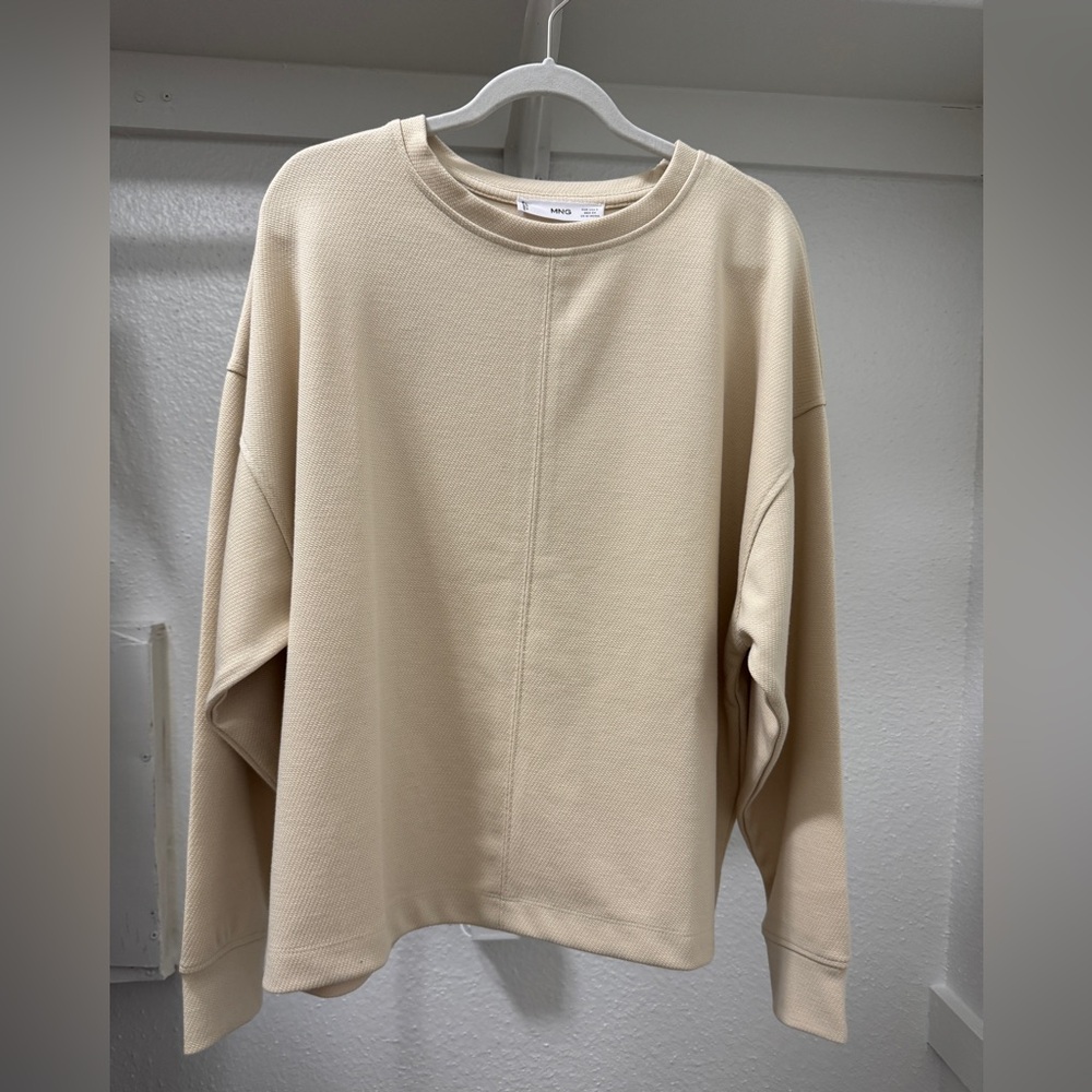 Mango MNG Oversized Textured Sweatshirt Beige Worn Once in Excellent Condition - Picture 5 of 12
